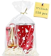 Labeol 150pcs Cellophane Bags 9x12 Treat Bags with Ties Clear Gift Candy Bag Cookie Bag for Packa...