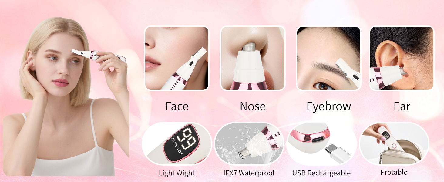 Mendaping 2025 Rechargeable Nose and Ear Hair Trimmer With LED Dispaly for Women Men