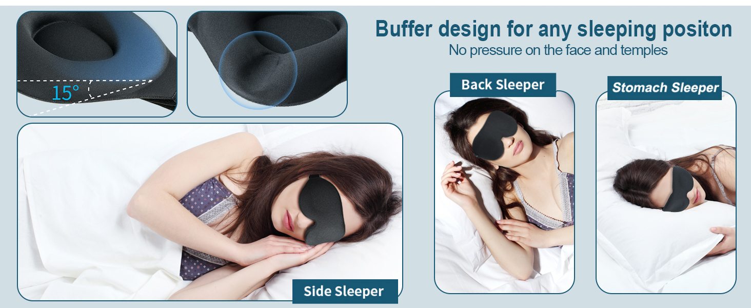 Luxury Sleep Mask for Back and Side Sleeper, 100% Block Out Light Sleeping Eye Mask for Women Men