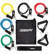 Resistance Bands Set (12 Piece) Includes Door Anchor, Ankle, Wrist Strap, Exercise Guide and Carr...