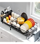 Urackify Large Dish Drying Rack, Expandable Dish Racks for Kitchen Counter, Multifunctional Dish ...