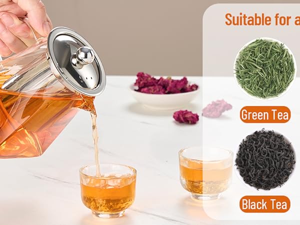 Tea pot with Removable 18/8 Stainless Steel Infuser