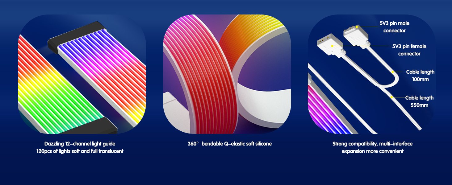 ARGB PSU Cable, ARGB PC Cable for Motherboard Power Supply Extension