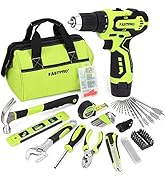 FASTPRO 175-Piece 12V Cordless Drill Set, Drill Driver and Home Tool Kit, House Repairing Tool wi...