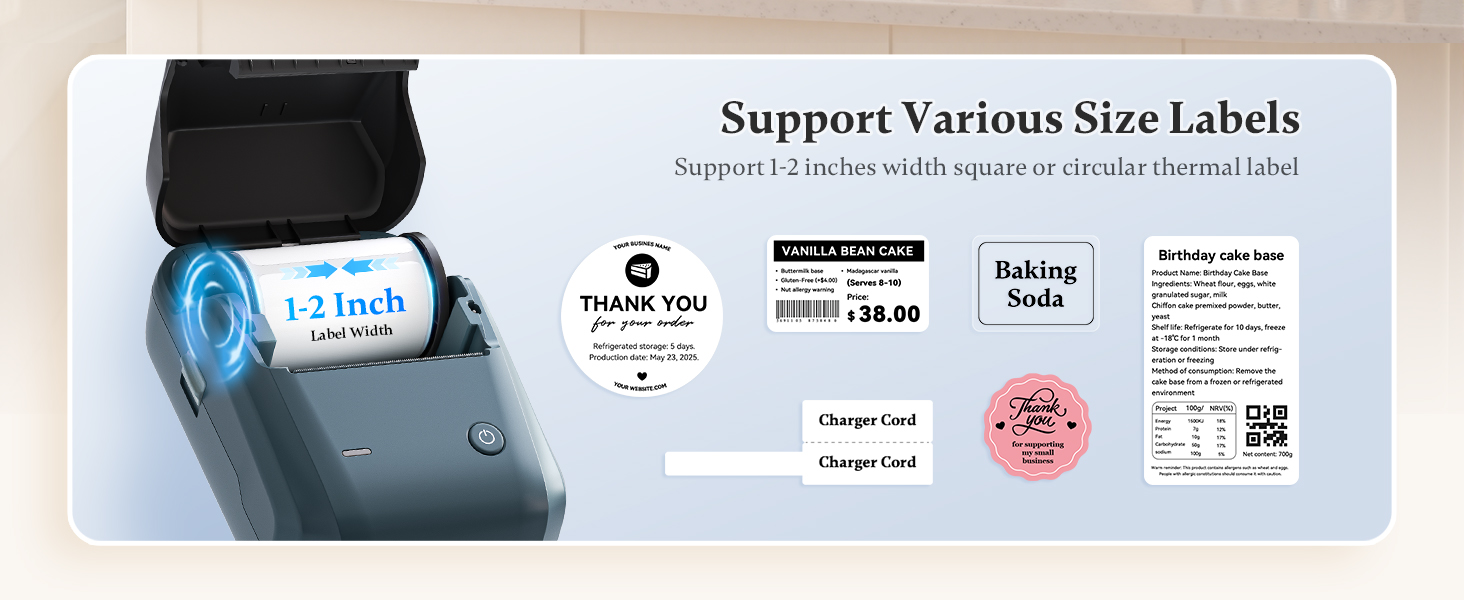 NIIMBOT B1 Label Maker Machine support 1-2in label Width