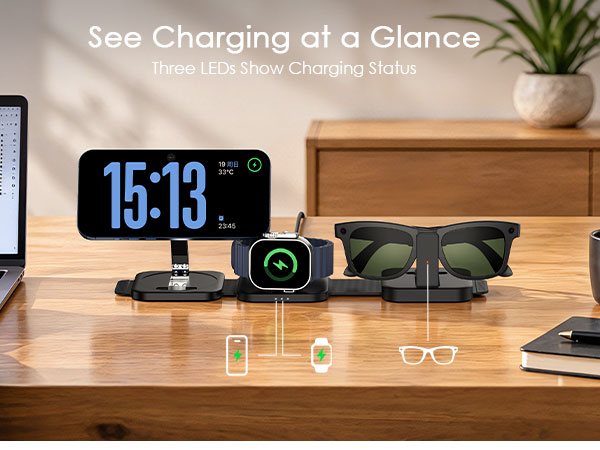 3 in 1 meta foldable charging station rayban apple watch iphone
