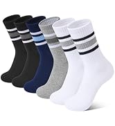 Somaibo 6 Pairs Kids Boys Girls Socks Athletic Basketball Soccer Football Cotton Crew Sock with R...