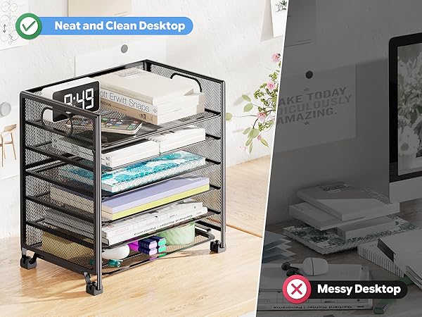 Paper Letter Tray &amp; Desktop Document Shelf for Office, Black