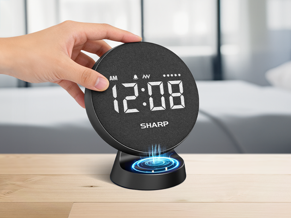 wireless easy touse base or USB-C cord rechare long lasting alarm for bedrooms bedside travel