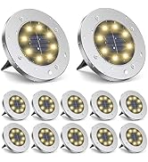 ZGWJ Solar Ground Lights,12 Pack Waterproof Solar Garden Lights, Upgraded Outdoor Garden Waterpro...