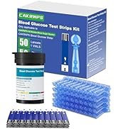 CAKRNPS Blood Glucose Test Strips, 50 Count Blood Sugar Test Strips and 50 lancets for Diabetes, ...