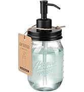 SheeChung 16 Oz Mason Jar Liquid Soap Dispenser, Glass Hand Soap Dispenser, Stainless Steel Pump ...