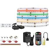 BTF-LIGHTING FCOB COB Color Changing RGBCCT Flexible High Density LED Strip Kit UL Listed 16.4FT ...