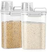 TBMax Rice Storage Container 2 Pack, Plastic Kitchen Pantry Food Storage Container with Cup, Smal...