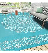 Pauwer Waterproof Outdoor Rug 9'x12', Reversible Outdoor Plastic Straw Rug, Outdoor Patio Rug for...