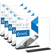 EHWINE 6 Pack Acrylic Sign Holder 8.5 x 11, Double-Sided Stand up Table Top Sign Holders, Clear A...