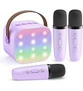 YLL Upgraded Mini Karaoke Machine with 3 Wireless Microphones Toy for Kids, Birthday Gifts for Gi...