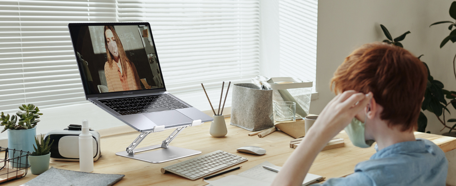 MacBook stand improves screen visibility for online classes, video calls and remote learning