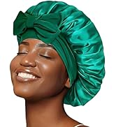 Silk Bonnet for Sleeping Satin Hair Bonnet Double Layer Adjustable Sleep Cap with Elastic Tie Band