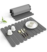Large Stone Dish Drying Mat for Kitchen Counter, Quick Dry Diatomaceous Earth Stone Mat, Roll-Up ...