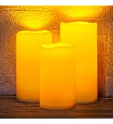 Homemory Large Solar Candles Outdoor Waterproof, 4"x6"8" 10", Dusk to Dawn, Solar Powered Flamele...