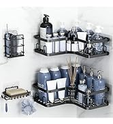 Veken Corner Shower Caddy 4-Pack, Advanced Rustproof Design, No Drilling Adhesive Shelves, Rack w...