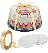 QTLCOHD 10-11" Plastic Disposable Cake Containers with Lids 10Pcs Round Cake Carriers Clear Bundt...