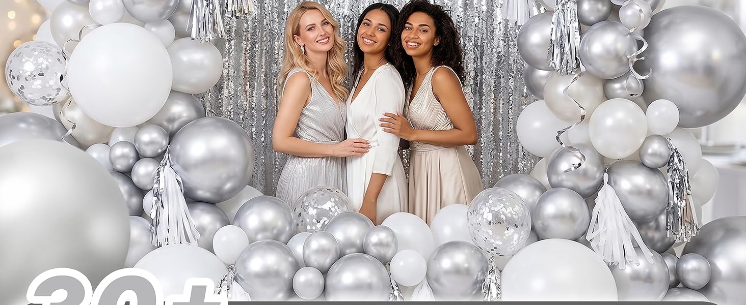 PartyWoo Silver Balloons