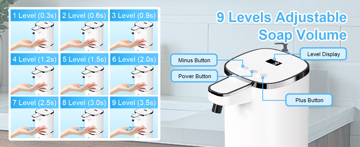 9 levels of soap volume adjustment