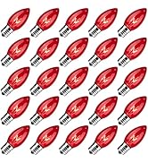 25 Pack C9 Incandescent Bulb Red, C9 Christmas Replacement Light Bulb for Christmas String Light,...