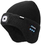 Wmcaps Warm Fleece Lined Bluetooth LED Beanie with Earflap Winter Hat with Light and Headphones S...