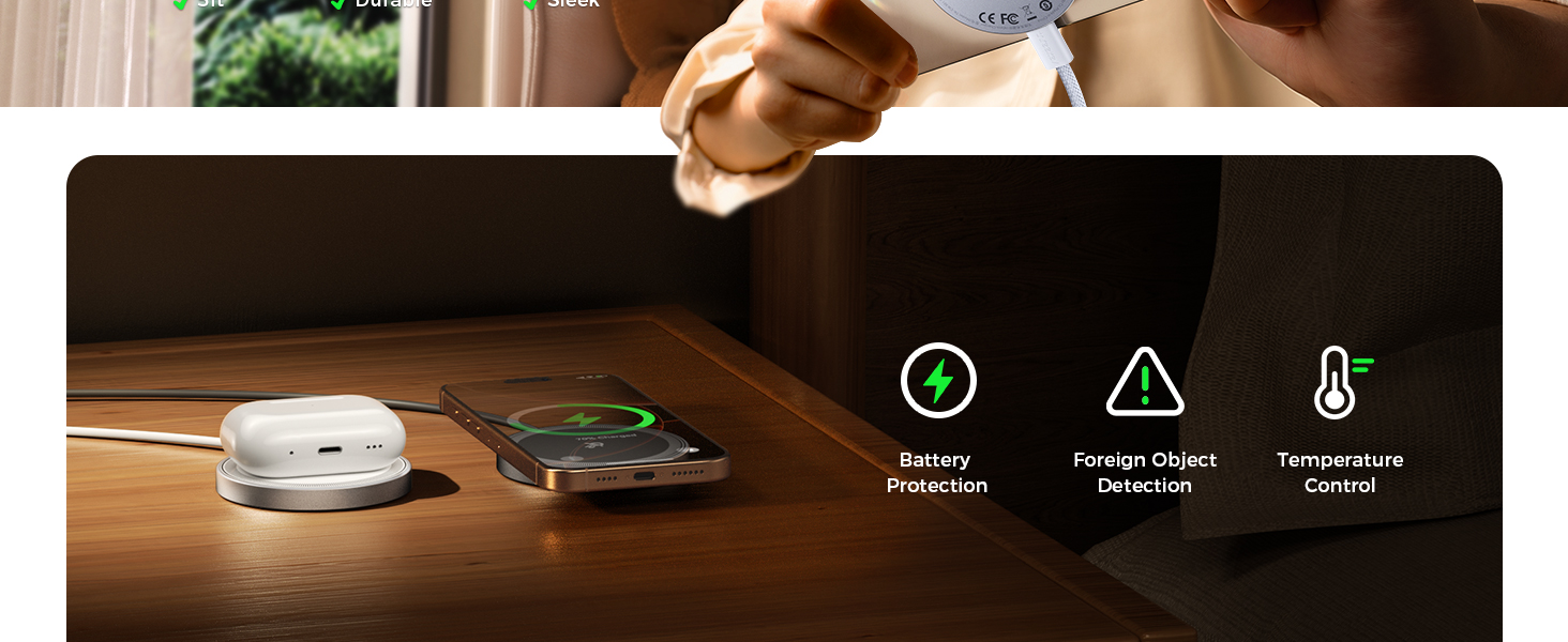 Battery Protection, Foreign Object Detection, Temperature Control