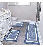 Pauwer 3 Pieces Bathroom Rugs Sets, Ultra Soft Non-Slip Mats, Microfiber Absorbent Bath Rugs with...