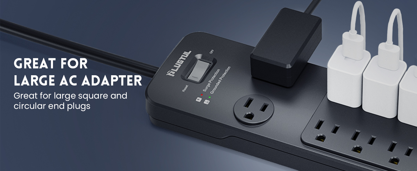 power strip surge protector usb c power strip 10ft 15ft 20ft 25ft extension cord black