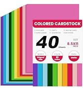 40 Sheets Colored CardStock, 180gsm/65lb 10 Colors Cardstock Print Paper 8.5 x 11 Inches, Double ...