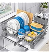 Urackify Dish Drying Rack for Kitchen Counter, Sink Dish Rack with Drainboard, Large Dish Drainer...