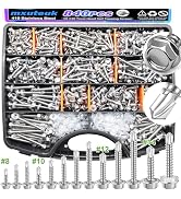 mxuteuk 840PCS #8#10#12#14 Self Tapping Screws for Metal,410 Stainless Steel Self Drilling Screws...