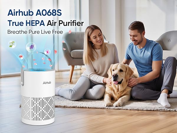 Air Purifiers for Home Bedroom, HEPA Pet Hair Air Purifier, Quiet Sleep Mode