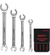 4-Piece Flare Nut Wrench Set - SAE Brake Line Wrench 1/4, 5/16, 3/8, 7/16, 1/2, 9/16, 5/8, 11/16-...