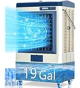 Uthfy 6500 CFM Swamp Cooler,49" Evaporative Air Cooler with 19 Gal Water Tank,5 Ice Box,120° Swin...