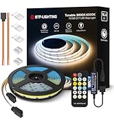 BTF-LIGHTING FCOB COB CCT 24V Kit Flexible High Density 640LED/m 16.4FT RF Dimmable Controller Tu...