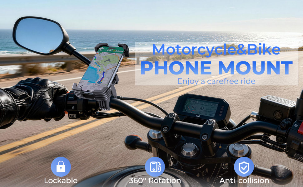 bike phone mount, motorcycle phone mount, bike phone holder, handlebar phone mount