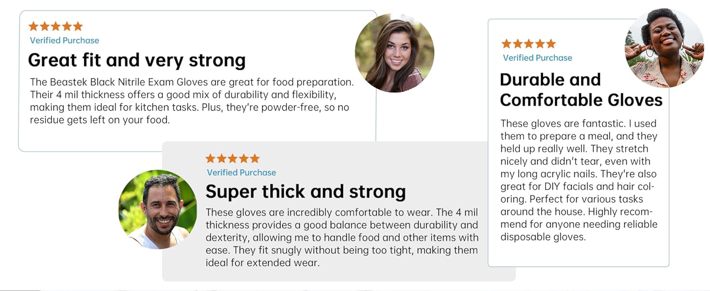 Beastek nitrile gloves great fit very strong super thick