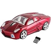 Wireless Car Mouse Portable Cool Sports Car Shape Cordless Computer Mice with USB Receiver LED Li...