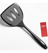 Silicone Pancake Spatula Turner with Lengthened Handle&amp; Seamless Design, Heat Resistant Slotted F...