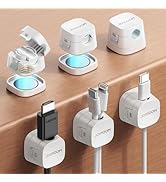 JOYROOM Detachable Magnetic Cord Organizer w/Secure Snap-Lock, 2-in-1 Adhesive&amp; Magnetic Cable Cl...