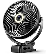 Koonie 10000mAh Portable Clip on Fan with LED Lantern and Hook, 8'' Battery Operated Desk Fan, Qu...