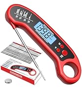 Meat Thermometer Digital, Instant Read Meat Thermometer for Grill and Cooking, Waterproof Food Th...