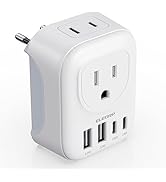 ELEGRP European Travel Plug Adapter, US to Europe Plug Adapter Converter with two USB-A ports and...