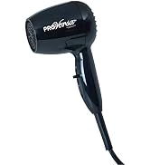 Jerdon 1600W Compact Hair Dryer - Black Travel Hair Dryer with 72" Power Cord - JHD8B